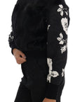 Dolce & Gabbana Floral Brocade Black Fur Sweater