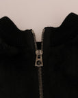 Dolce & Gabbana Floral Brocade Black Fur Sweater