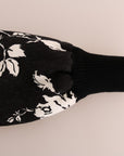 Dolce & Gabbana Floral Brocade Black Fur Sweater