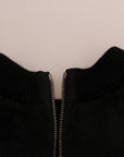 Dolce & Gabbana Floral Brocade Black Fur Sweater