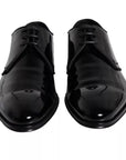 Dolce & Gabbana Black Calfskin Leather Derby Men Dress Shoes