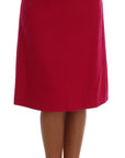 Dolce & Gabbana Elegant Pink Wool A-Line Knee-Length Skirt