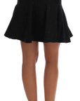 Dolce & Gabbana Elegant Black Floral Jacquard A-Line Skirt