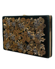 Dolce & Gabbana Black Velvet Gold Frame Clutch Evening Party Purse Bag