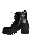 Dolce & Gabbana Black Lace Up Trekking Ankle Boots Men Shoes