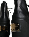 Dolce & Gabbana Black Lace Up Trekking Ankle Boots Men Shoes