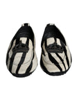 Dolce & Gabbana Black White Calf Fur Slip On Loafers Men Shoes