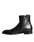 Dolce & Gabbana Black Calf Leather Men Ankle Boots Men Shoes