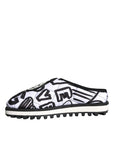 Dolce & Gabbana Black White Quilted Logo Sandals Slides Shoes