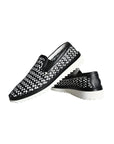 Dolce & Gabbana Black White Weaved Slip On Men Loafers Shoes
