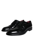 Dolce & Gabbana Black Calfskin Leather Derby Men Dress Shoes