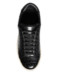 Dolce & Gabbana Black Leather Men Low Top Sneakers Shoes