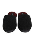 Dolce & Gabbana Black Faux Fur Slides Slippers Slip On Shoes