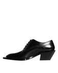 Dolce & Gabbana Black Calfskin Leather Derby Dress Men Shoes