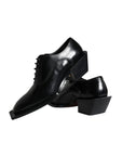 Dolce & Gabbana Black Calfskin Leather Derby Dress Men Shoes