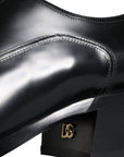 Dolce & Gabbana Black Calfskin Leather Derby Dress Men Shoes