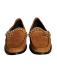 Dolce & Gabbana Brown Velvet Leather Logo Mocassin Slip On Shoes