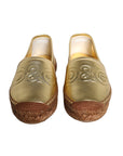 Dolce & Gabbana Gold Leather Loafers Flats Espadrille Shoes