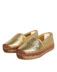 Dolce & Gabbana Gold Leather Loafers Flats Espadrille Shoes