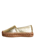Dolce & Gabbana Gold Leather Loafers Flats Espadrille Shoes
