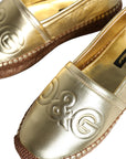 Dolce & Gabbana Gold Leather Loafers Flats Espadrille Shoes