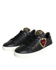 Dolce & Gabbana Black Portofino Sacred Heart Sneakers Shoes