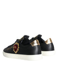 Dolce & Gabbana Black Portofino Sacred Heart Sneakers Shoes