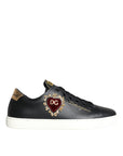 Dolce & Gabbana Black Portofino Sacred Heart Sneakers Shoes