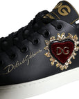 Dolce & Gabbana Black Portofino Sacred Heart Sneakers Shoes