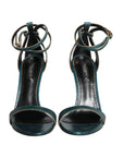 Dolce & Gabbana Dark Green Calf Leather Heels Sandals Shoes