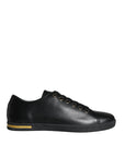 Dolce & Gabbana Black Gold Leather Classic Sneakers Shoes