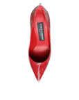 Dolce & Gabbana Red Patent Leather Faux Pearl Heels Pumps Shoes