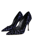 Dolce & Gabbana Dark Blue Leopard Lurex Heels Pumps Shoes