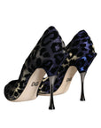 Dolce & Gabbana Dark Blue Leopard Lurex Heels Pumps Shoes