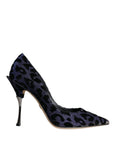 Dolce & Gabbana Dark Blue Leopard Lurex Heels Pumps Shoes