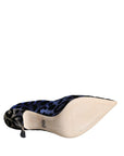 Dolce & Gabbana Dark Blue Leopard Lurex Heels Pumps Shoes