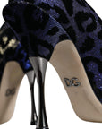Dolce & Gabbana Dark Blue Leopard Lurex Heels Pumps Shoes