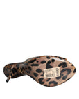 Dolce & Gabbana Brown Leopard Leather Slides Heels Sandals Shoes