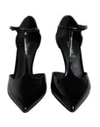 Dolce & Gabbana Black Leather T-strap Stiletto High Heels Shoes
