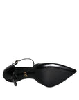 Dolce & Gabbana Black Leather T-strap Stiletto High Heels Shoes