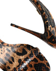 Dolce & Gabbana Brown Leopard Leather Ankle Strap Sandals Shoes