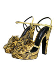 Dolce & Gabbana Yellow Exotic Leather Ankle Strap Heels Sandals Shoes