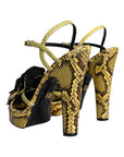 Dolce & Gabbana Yellow Exotic Leather Ankle Strap Heels Sandals Shoes