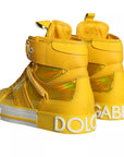 Dolce & Gabbana Yellow White Leather High Top Sneakers Shoes