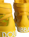 Dolce & Gabbana Yellow White Leather High Top Sneakers Shoes