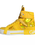 Dolce & Gabbana Yellow White Leather High Top Sneakers Shoes