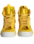 Dolce & Gabbana Yellow White Leather High Top Sneakers Shoes