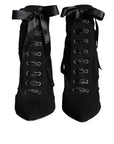 Dolce & Gabbana Black Jersey Stretch Ankle Booties Shoes