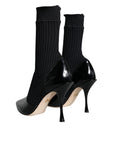Dolce & Gabbana Black Stretch Stilettos Booties Socks Shoes