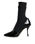 Dolce & Gabbana Black Stretch Stilettos Booties Socks Shoes